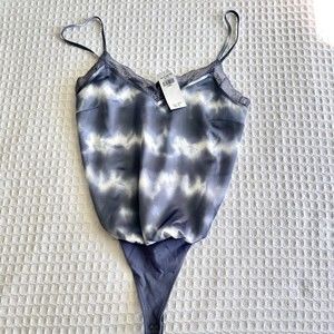 Abercrombie & Fitch Blue/White Tie Dye Cami Bodysuit Lace Size XS New